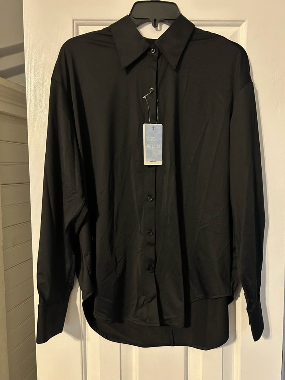 Ladies Classic Black Button-Up Shirt - Cover Up